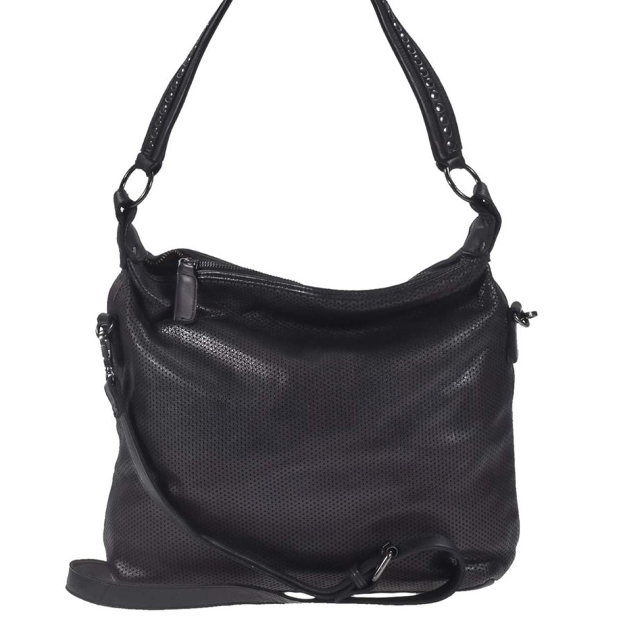 Umhängetasche Leder 33x29cm 'Isa' schwarz Berba 875-568