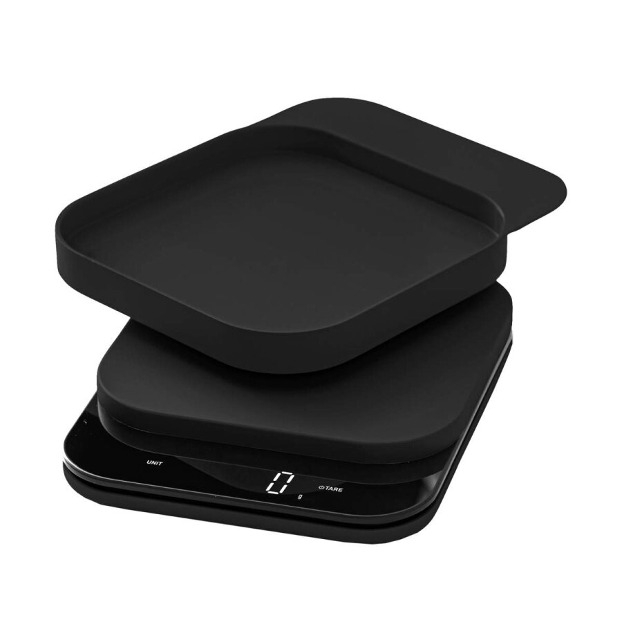 Küchenwaage mit digitaler LED-Anzeige aus Kunststoff in schwarz | Rosti. Präzise digitale Waage mit Wiegeschale für das Backen und Kochen zu Hause.