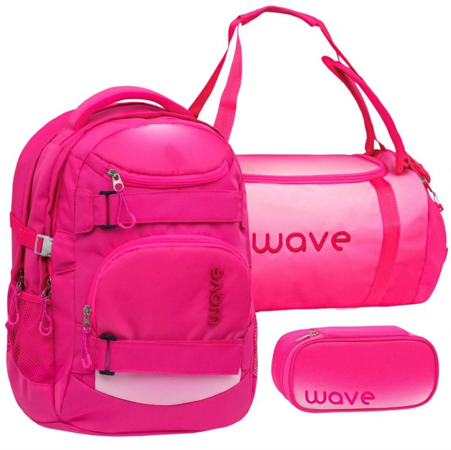 Wave Schulrucksack Set OMBRE LIGHT PINK 3teilig mit Sporttasche und Schlamper