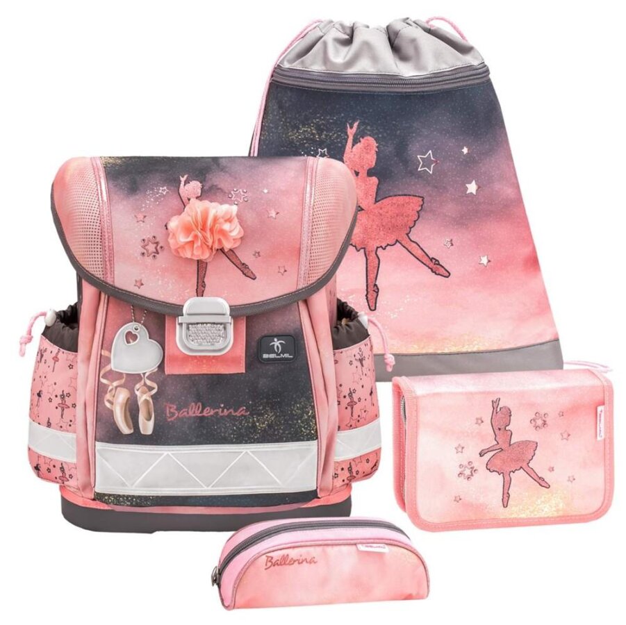 Belmil Schulranzen-Set 4-tlg Mädchen Classy Ballerina Black Pink | AGR