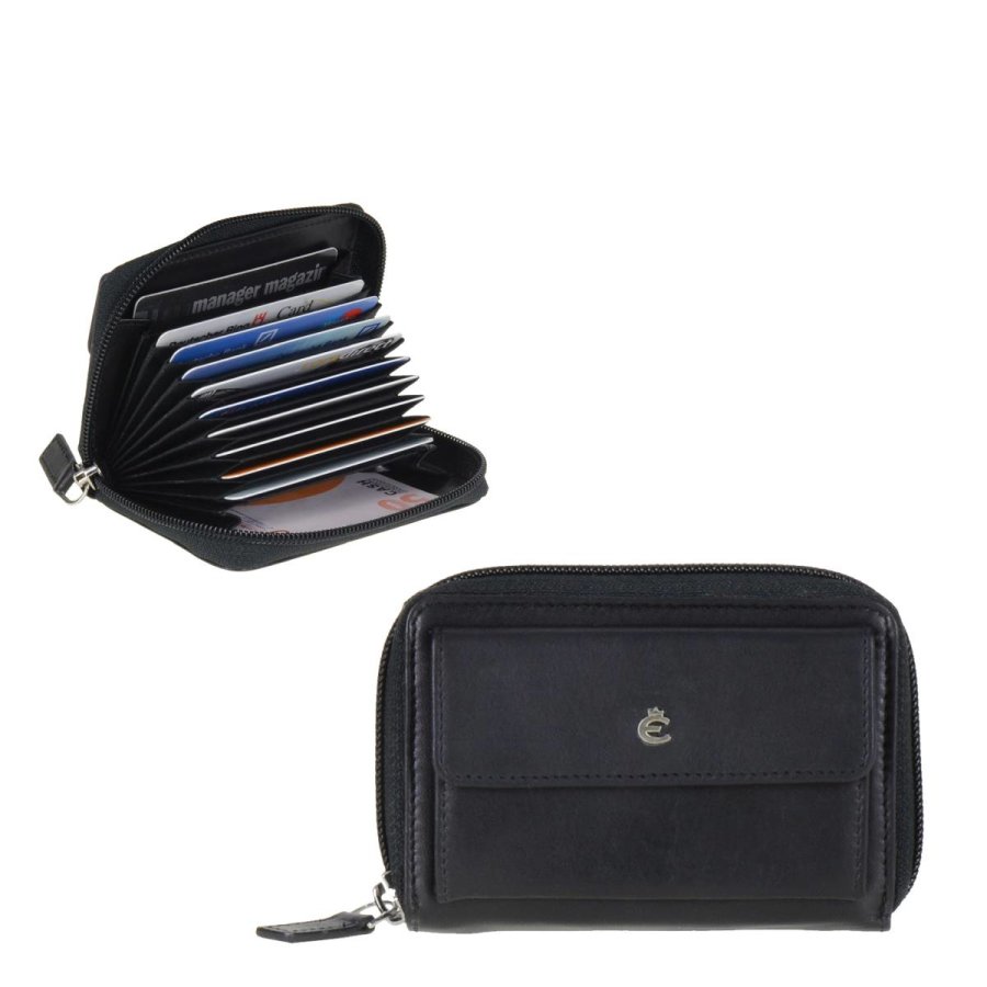 Kartenetui Leder 11x7cm mit RFID Schutz 'Harry' schwarz Esquire 3018-49