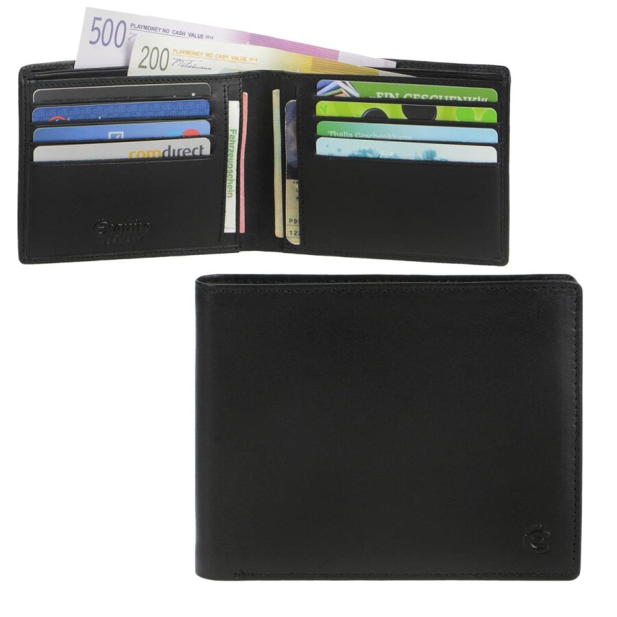 Geldbörse Herren flach & kompakt | Slim Leder schwarz | Esquire Portemonnaie für Mönner 3025-11