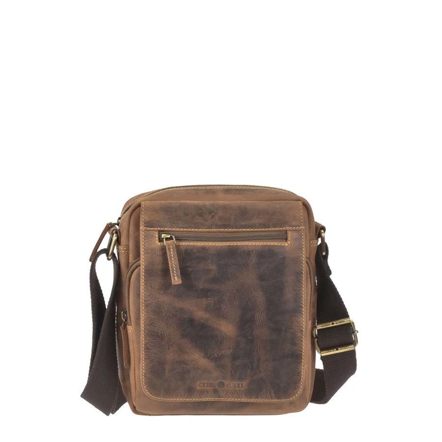 Umhängetasche Leder 21x25cm 'Vintage' antikbraun Greenburry 1554-25