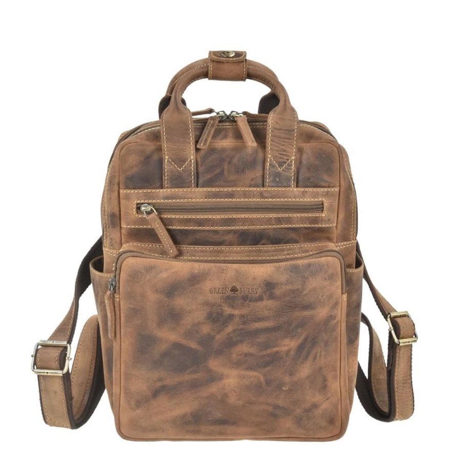 Rucksack Leder 27x31cm 'Vintage' antikbraun Greenburry 1567A-25