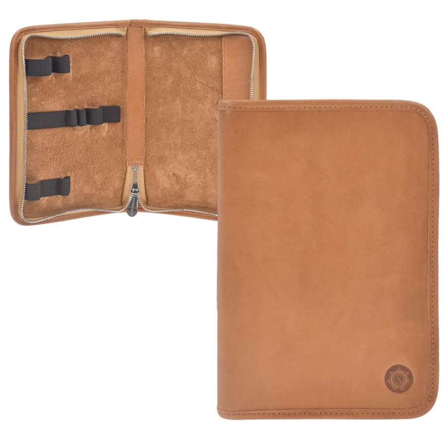 Federmäppchen Leder 13x19cm 'Hauff' für 4 Stifte naturbraun Sonnenleder