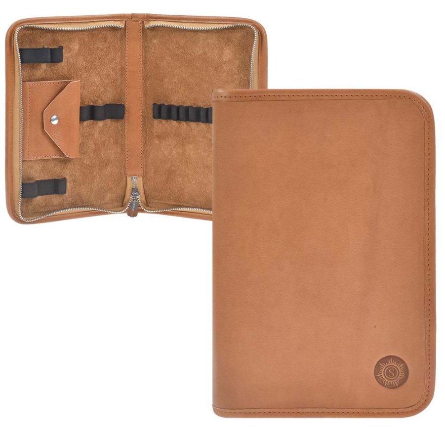 Federmäppchen Leder 13x20cm 'Nowak' für 13 Stifte naturbraun Sonnenleder