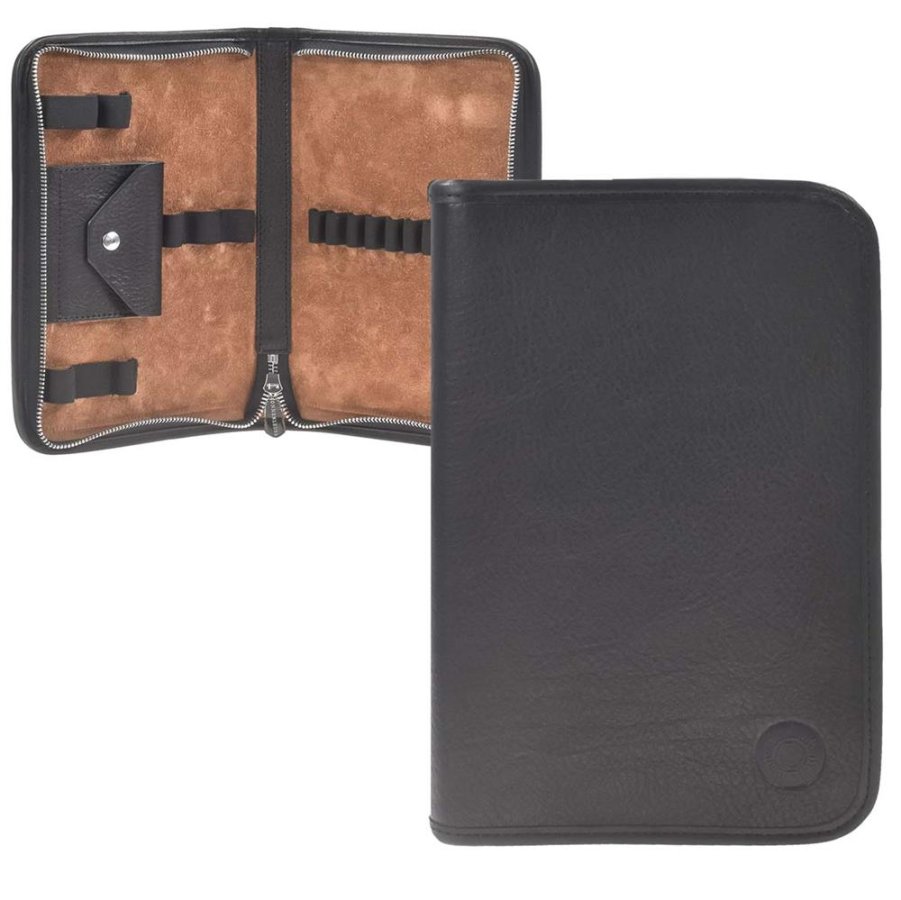 Federmäppchen Leder 13x20cm 'Nowak' für 13 Stifte schwarz Sonnenleder