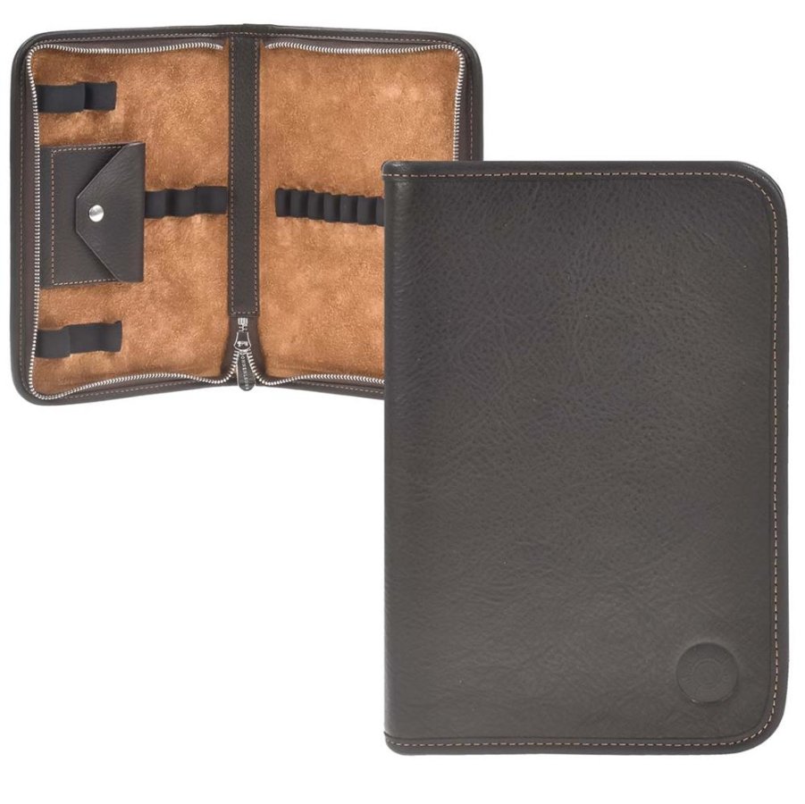 Federmäppchen Leder 13x20cm 'Nowak' für 13 Stifte mocca Sonnenleder