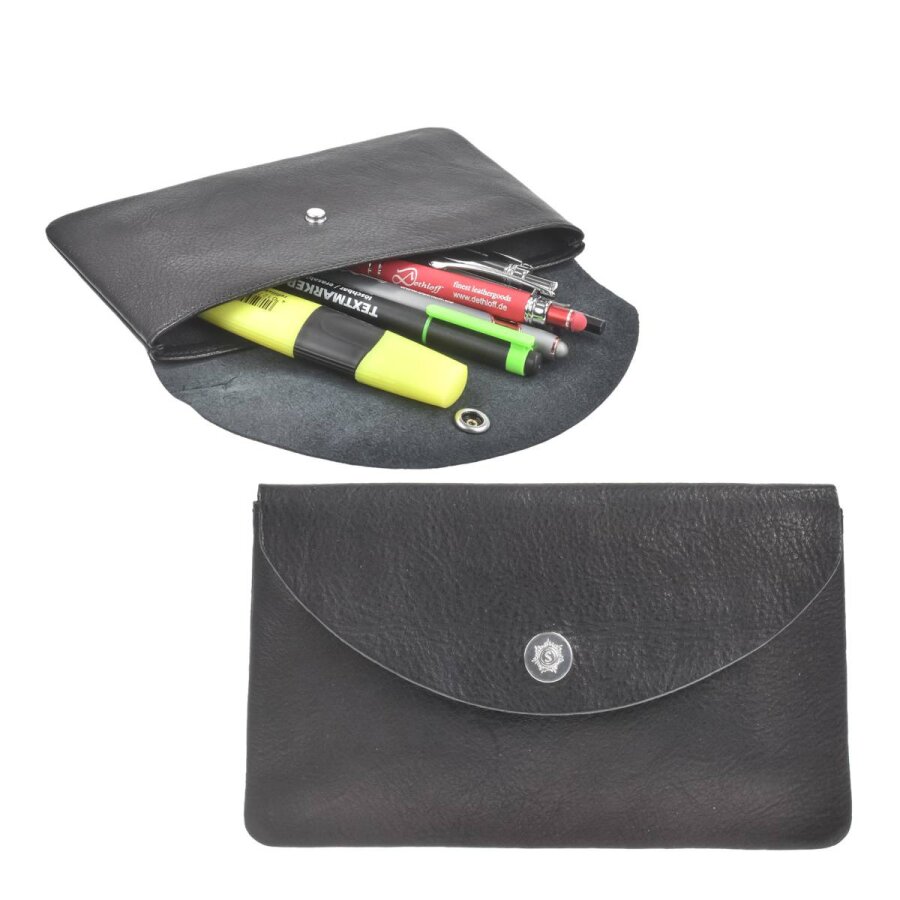 Sonnenleder Stiftetui Leder flach minimalistisch Hempel – schwarz. Zeitlose Eleganz und edle Haptik für Ihre Stifte. Jetzt online entdecken!