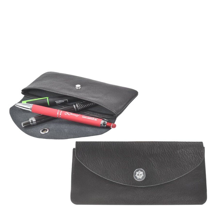 Sonnenleder Stiftetui Leder flach minimalistisch Hawel – schwarz. Zeitlose Eleganz und edle Haptik für Ihre Stifte. Jetzt entdecken!