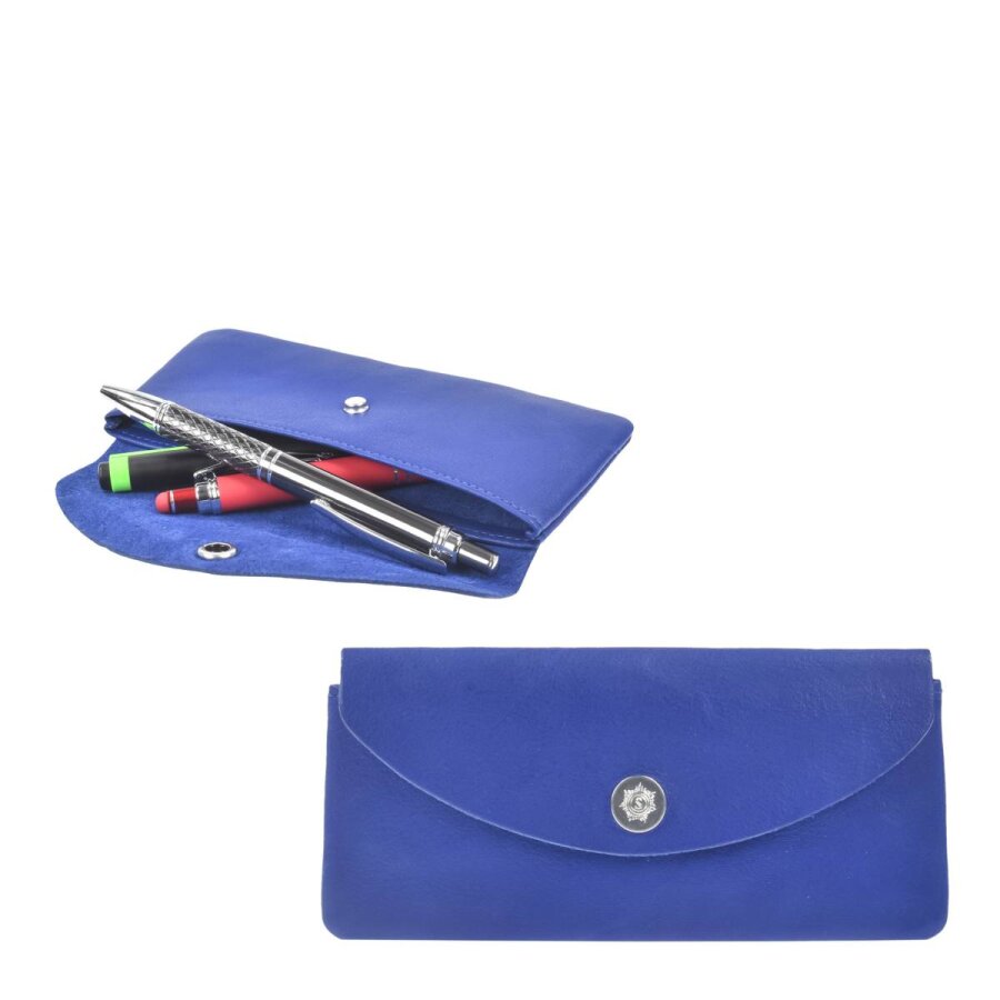 Sonnenleder Stiftetui Leder flach minimalistisch Hawel – blau. Edler Handschmeichler aus echtem Leder für Ihre Schreibgeräte. Jetzt entdecken!