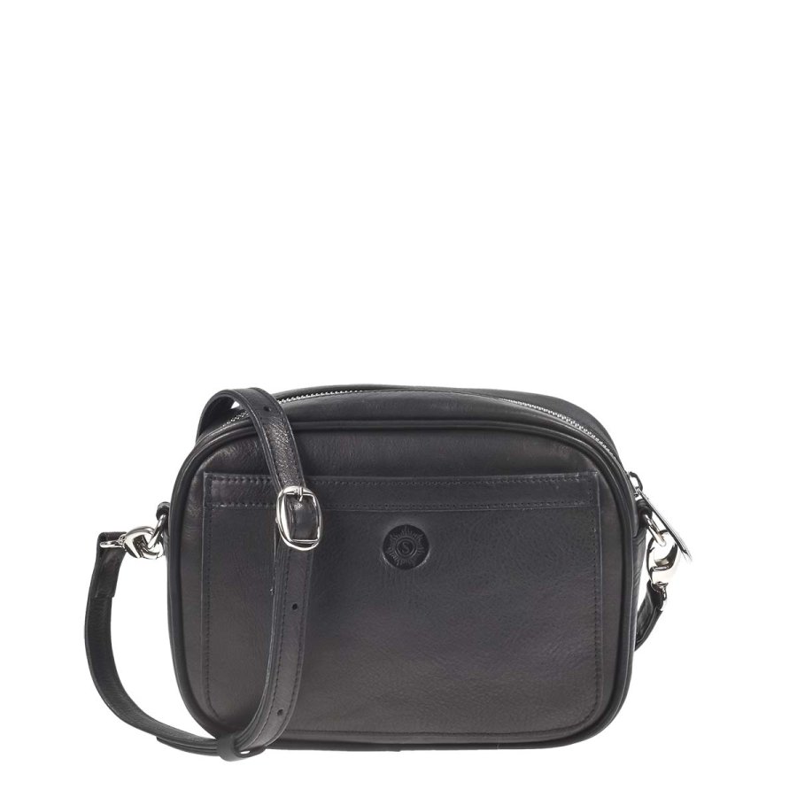 Umhängetasche Leder 22x16cm 'Sintra' schwarz Sonnenleder 101-545-02