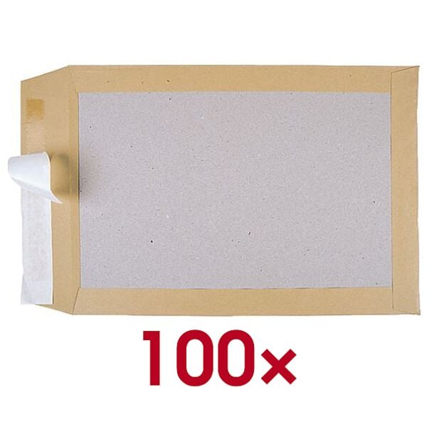 BONG Versandtaschen mit Papprückwand - 100 Stück braun, 22.9x16.2 cm