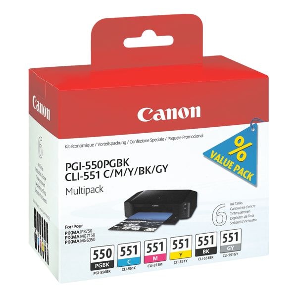 Canon Tintenpatronen-Set »PGI-550PGBK & CLI-551BK/C/M/Y/GY« schwarz