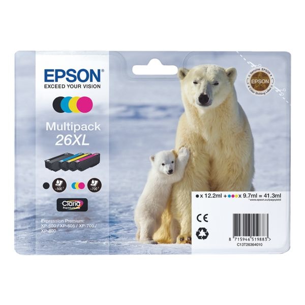 Epson Tintenpatronen-Set XL »T263640« Nr. 26XL schwarz