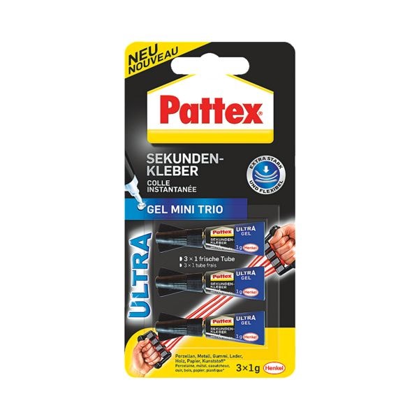 Pattex 3er-Pack Sekundenkleber »Mini Trio Ultra Gel« braun