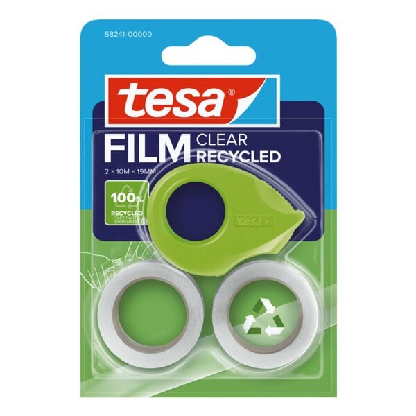 tesa 2er-Set Mini Kbebeband-Abroller »MINI DISPENSER RECYCLED« mit Clear Recycled Kle, 1.9 cm