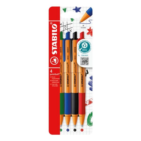 Stabilo 4er-Pack Kugelschreiber »pointball« silber