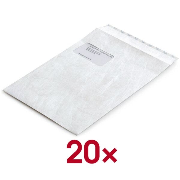 Tyvek Bong 20 Sicherheits-Versandtaschen C4 mit Fenster weiß, 32.4x22.9 cm