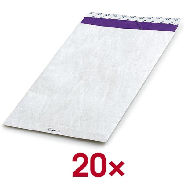 Tyvek Bong 20 Sicherheits-Versandtaschen B4 ohne Fenster weiß, 35.3x25 cm