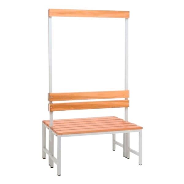 SZ Metall Doppel-Sitzbank 1 m, mit Hakenleiste-Garderobe braun, 100x42x30 cm