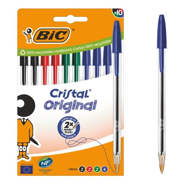 BIC 10er-Pack Kugelschreiber »Cristal Original« mehrfarbig