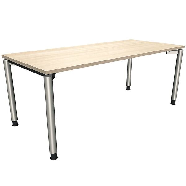 fm Büromöbel Manuell höhenverstellbarer Schreibtisch »Oldenburg« 180 cm 4-Fuß Rundrohr braun, 180x82x80 cm