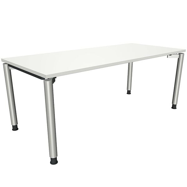 fm Büromöbel Manuell höhenverstellbarer Schreibtisch »Oldenburg« 180 cm 4-Fuß Rundrohr weiß, 180x82x80 cm