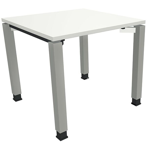 fm Büromöbel Manuell höhenverstellbarer Schreibtisch »Oldenburg« 80 cm 4-Fuß Quadratrohr weiß, 80x82x80 cm