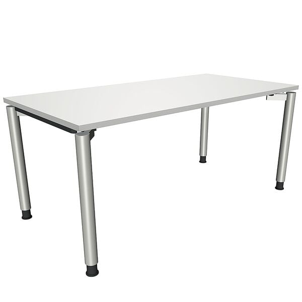 fm Büromöbel Manuell höhenverstellbarer Schreibtisch »Oldenburg« 160 cm 4-Fuß Rundrohr grau, 160x82x80 cm