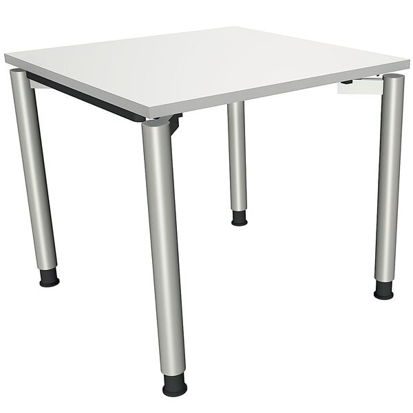 fm Büromöbel Manuell höhenverstellbarer Schreibtisch »Oldenburg« 80 cm 4-Fuß Rundrohr grau, 80x82x80 cm