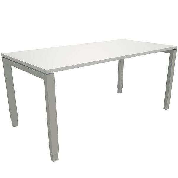 fm Büromöbel Manuell höhenverstellbarer Schreibtisch »Oldenburg« 160 cm 4-Fuß Rechteckrohr grau, 160x85x80 cm