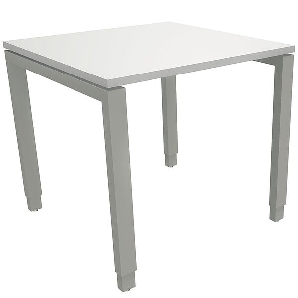 fm Büromöbel Manuell höhenverstellbarer Schreibtisch »Oldenburg« 80 cm 4-Fuß Rechteckrohr grau, 80x85x80 cm