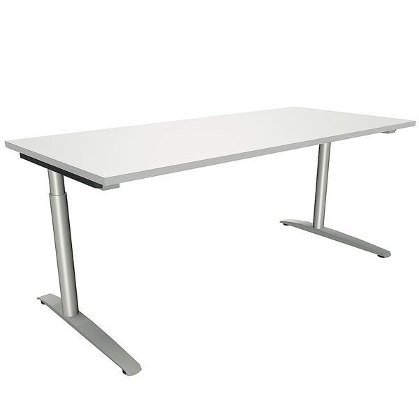 fm Büromöbel Manuell höhenverstellbarer Schreibtisch »Oldenburg« 180 cm C-Fuß Rundrohr grau, 180x85x80 cm