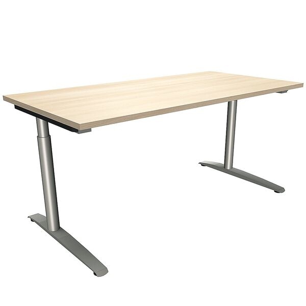 fm Büromöbel Manuell höhenverstellbarer Schreibtisch »Oldenburg« 160 cm C-Fuß Rundrohr braun, 160x85x80 cm