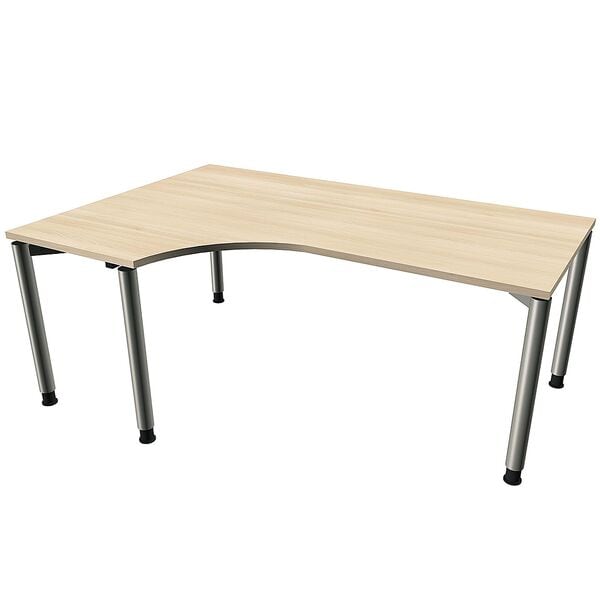 fm Büromöbel Winkelschreibtisch links »Oldenburg« 180 cm breit 68-82 cm hoch braun, 180x82x80 cm