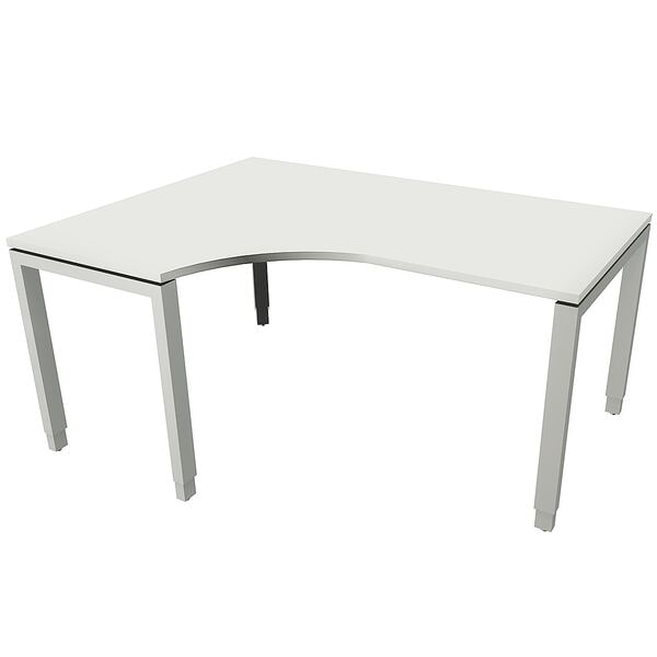 fm Büromöbel Winkelschreibtisch links »Oldenburg« 160 cm breit 65-85 cm hoch Rechteckrohr weiß, 160x85x80 cm