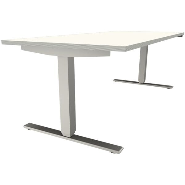 fm Büromöbel Elektrisch höhenverstellbarer Schreibtisch »Oldenburg« 180 cm Multiplexkanten weiß, 180x128 cm