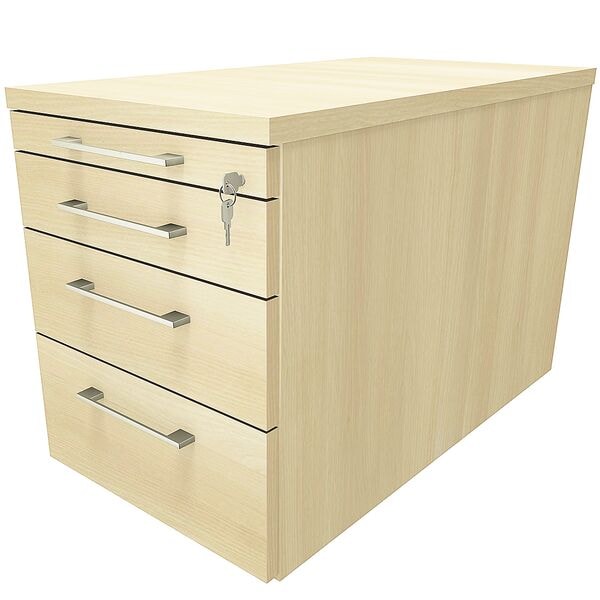 fm Büromöbel Schubladen Rollcontainer Tiefe 80 cm »Oldenburg« einheitliches Dekor königsahorn, 43.4x54x80 cm