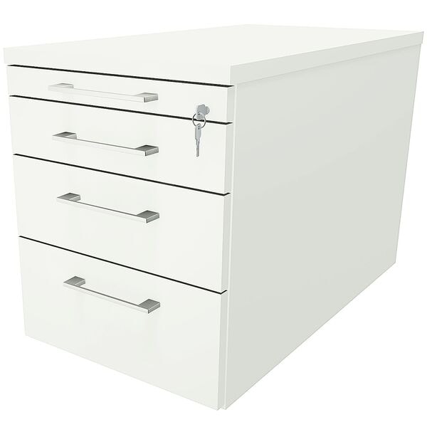 fm Büromöbel Schubladen Rollcontainer Tiefe 80 cm »Oldenburg« einheitliches Dekor weiß, 43.4x54x80 cm