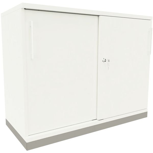 fm Büromöbel Schiebetürenschrank »Oldenburg« 2 OH 100 cm weiß, 100x78.1x44.2 cm