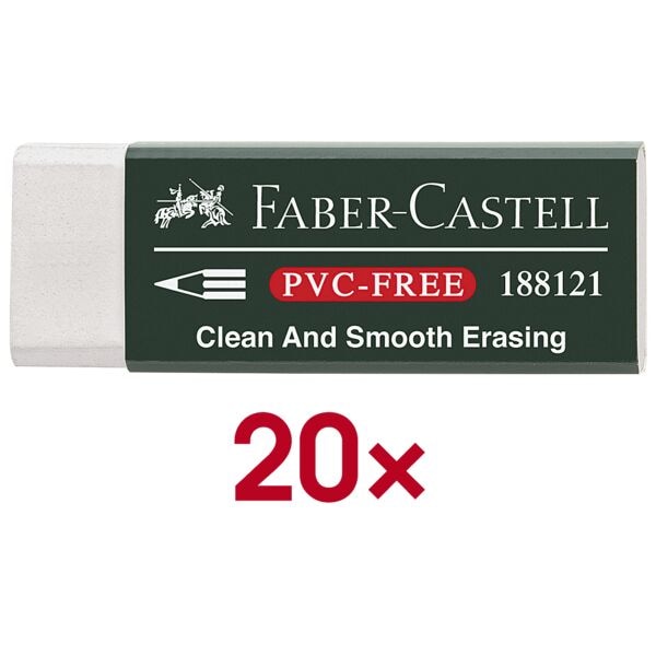 Faber-Castell 20 Kunststoff-Radierer weiß, 6.1x2.2x1.2 cm