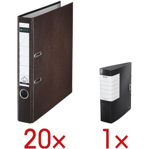 Leitz 20 Ordner »1015« inkl. 1 Ordner »Solid« braun, 5.2x31.8x28.5 cm