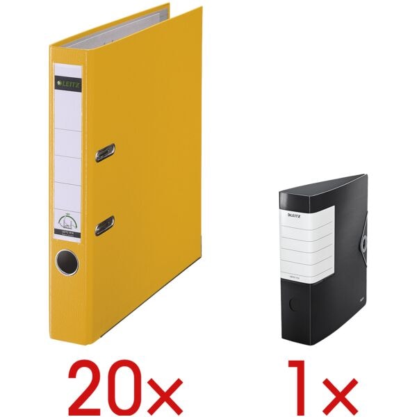 Leitz 20 Ordner »1015« inkl. 1 Ordner »Solid« gelb, 5.2x31.8x28.5 cm