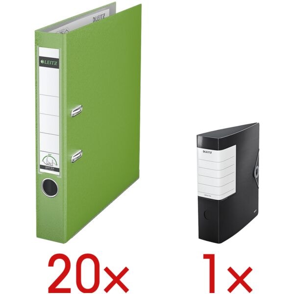 Leitz 20 Ordner »1015« inkl. 1 Ordner »Solid« hellgrün, 5.2x31.8x28.5 cm