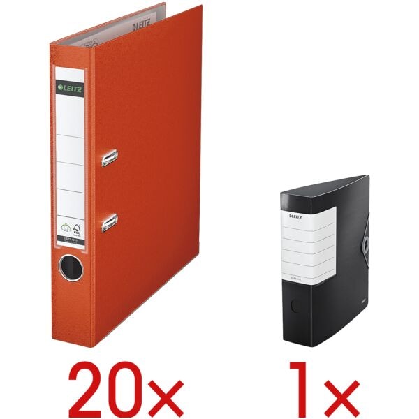 Leitz 20 Ordner »1015« inkl. 1 Ordner »Solid« hellrot, 5.2x31.8x28.5 cm