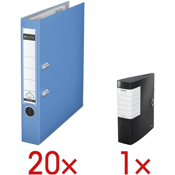 Leitz 20 Ordner »1015« inkl. 1 Ordner »Solid« hellblau, 5.2x31.8x28.5 cm