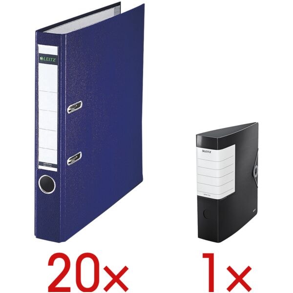 Leitz 20 Ordner »1015« inkl. 1 Ordner »Solid« nachtblau, 5.2x31.8x28.5 cm