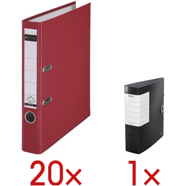 Leitz 20 Ordner »1015« inkl. 1 Ordner »Solid« rot, 5.2x31.8x28.5 cm
