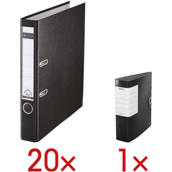 Leitz 20 Ordner »1015« inkl. 1 Ordner »Solid« schwarz, 5.2x31.8x28.5 cm